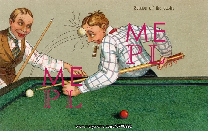 : Comic Postcard - Sport - Billiards - Cannon off the cush : Comic Postcard - Sport - Billiards - Cannon off the cush