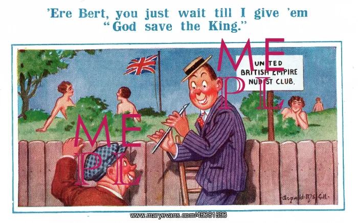  : Comic postcard, spying on nudists