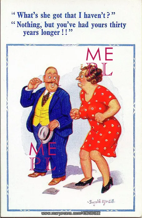 : Comic postcard, Straying husband and jealous wife : Comic postcard, Straying husband and jealous wife
