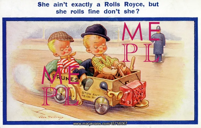 : Comic postcard - Two Street Urchins with their soapbox racer : Comic postcard - Two Street Urchins with their soapbox racer