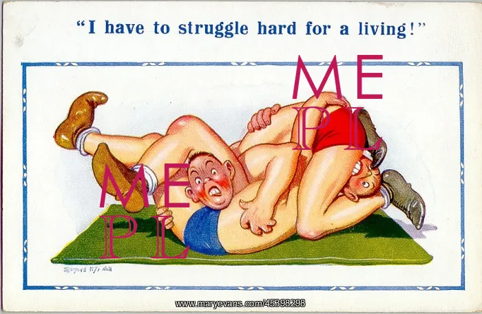 : Comic postcard, Struggling hard to earn a living : Comic postcard, Struggling hard to earn a living
