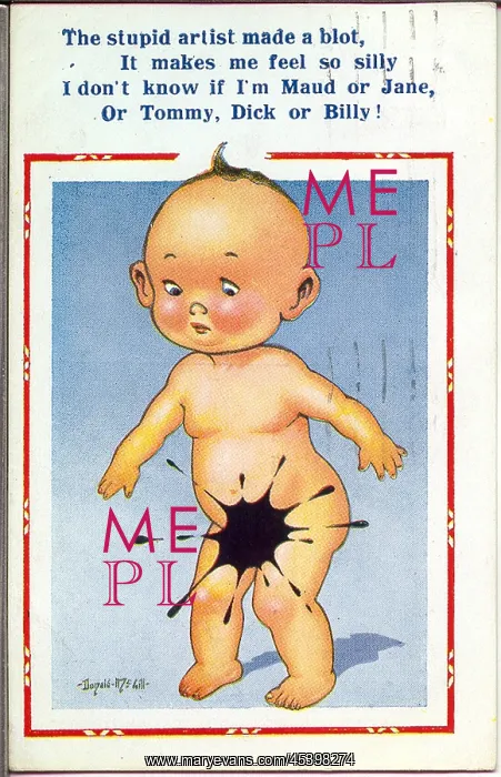 : Comic postcard, The stupid artist made a blot : Comic postcard, The stupid artist made a blot