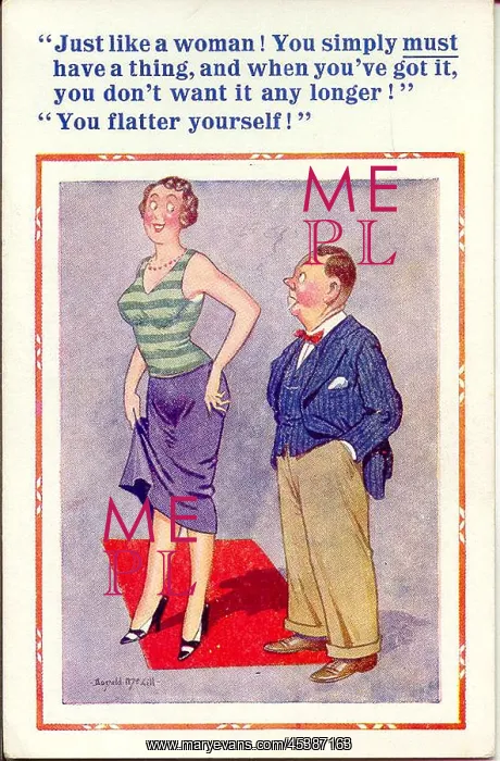 : Comic postcard, Tall woman and short man : Comic postcard, Tall woman and short man