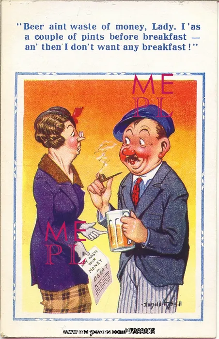 : Comic postcard, Temperance campaigner in pub : Comic postcard, Temperance campaigner in pub