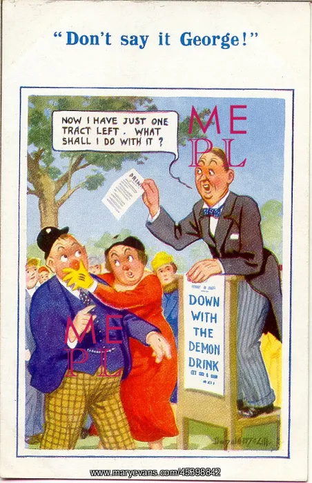 : Comic postcard, Temperance speaker and audience : Comic postcard, Temperance speaker and audience