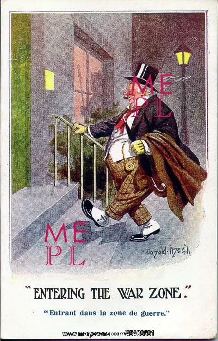 : Comic postcard, Tipsy man arriving home : Comic postcard, Tipsy man arriving home