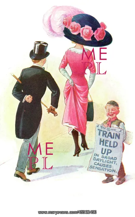 : Comic postcard - Train Held up - in broad daylight! : Comic postcard - Train Held up - in broad daylight!