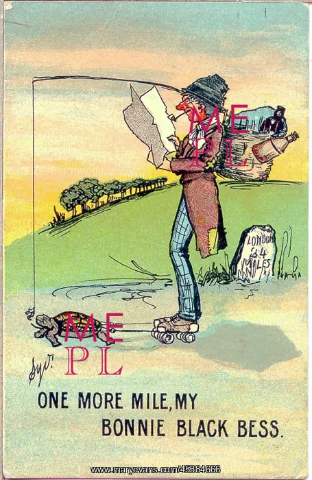: Comic postcard, Travelling on rollerskates : Comic postcard, Travelling on rollerskates