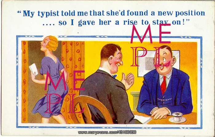 : Comic postcard, Typist given a pay rise : Comic postcard, Typist given a pay rise