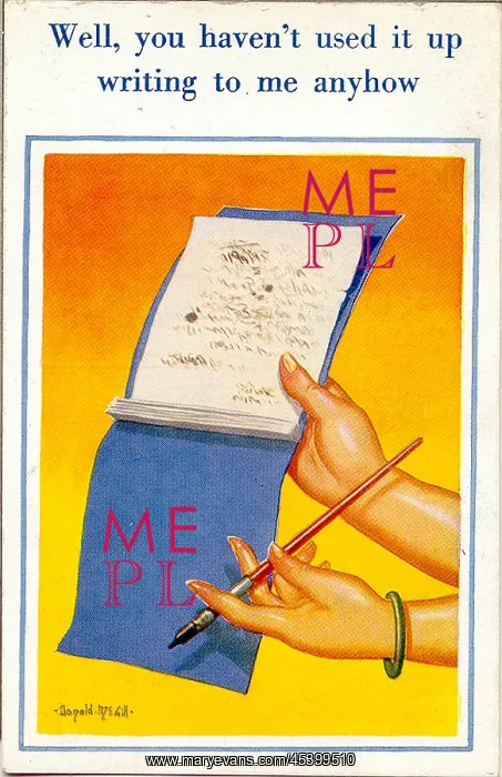  : Comic postcard, Used up writing pad
