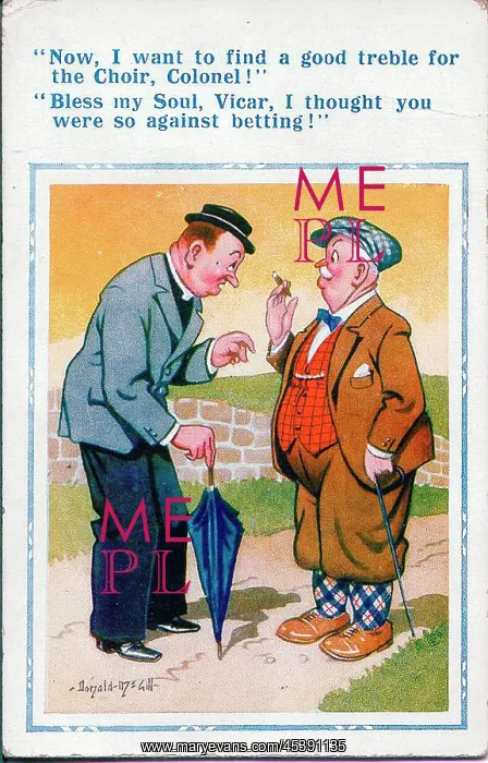 : Comic postcard, Vicar chats with Colonel : Comic postcard, Vicar chats with Colonel