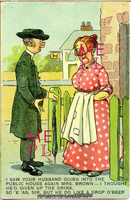 : Comic postcard, Vicar and housewife : Comic postcard, Vicar and housewife