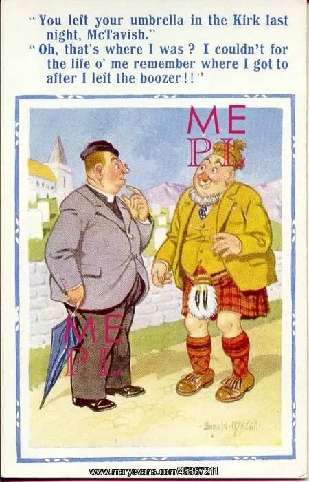 : Comic postcard, Vicar and Scotsman : Comic postcard, Vicar and Scotsman