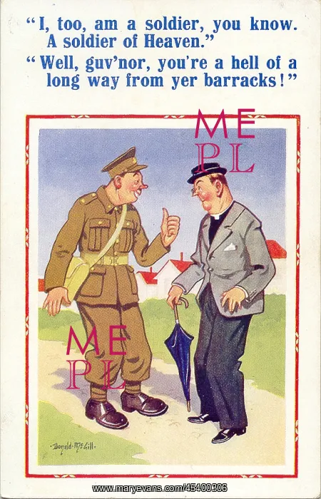  : Comic postcard, Vicar and soldier, WW2