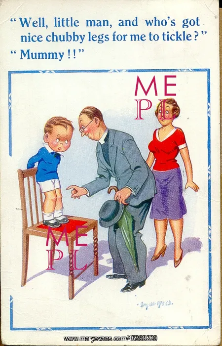 : Comic postcard, Vicar, woman and little boy : Comic postcard, Vicar, woman and little boy