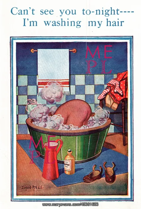  : Comic postcard, washing my hair