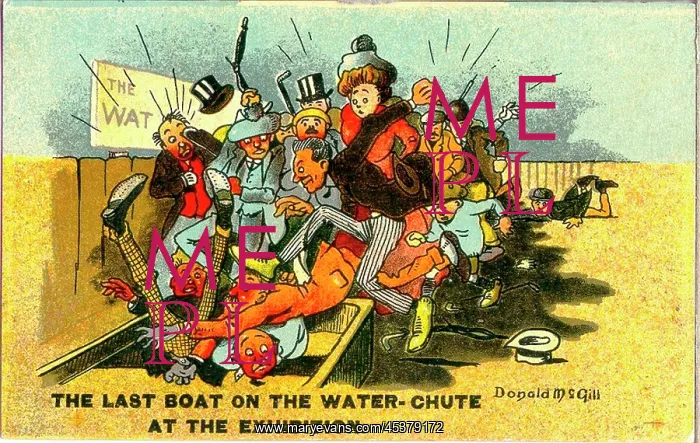 : Comic postcard, Water Chute, Edinburgh Exhibition : Comic postcard, Water Chute, Edinburgh Exhibition