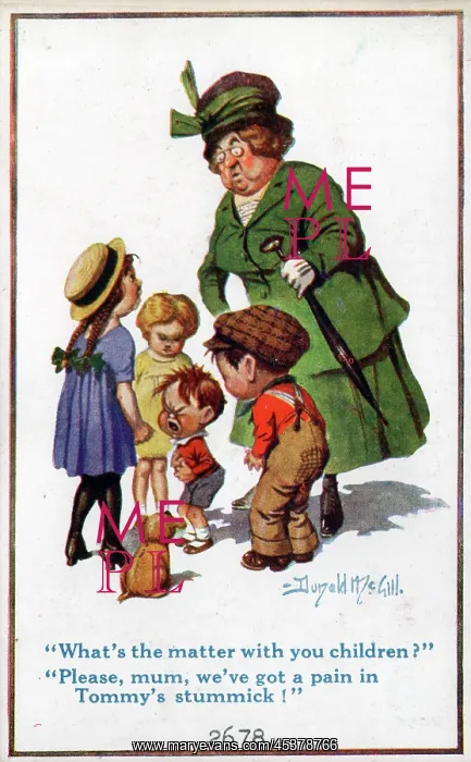  : Comic postcard, Woman with children