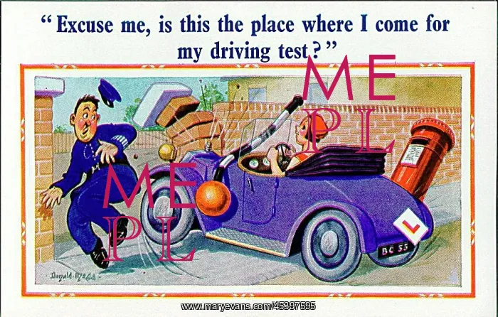  : Comic postcard, Woman driver and policeman