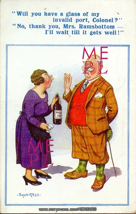 : Comic postcard, Woman offers man a drink : Comic postcard, Woman offers man a drink