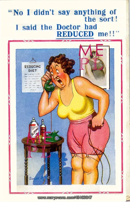 : Comic postcard, Woman on the phone : Comic postcard, Woman on the phone