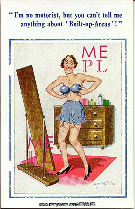 : Comic postcard, Woman in her underwear : Comic postcard, Woman in her underwear