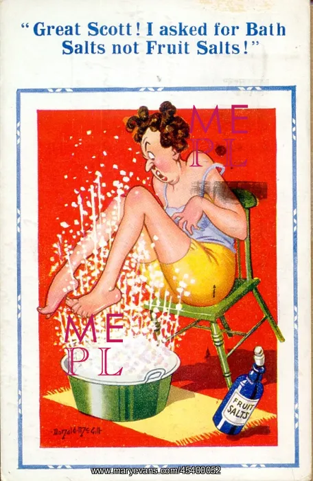: Comic postcard, Woman with wrong kind of salts : Comic postcard, Woman with wrong kind of salts