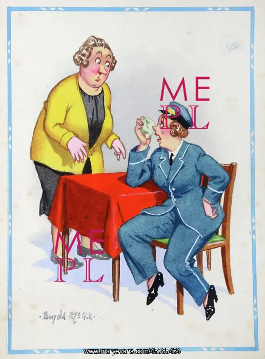 : Comic postcard, Two women chatting : Comic postcard, Two women chatting