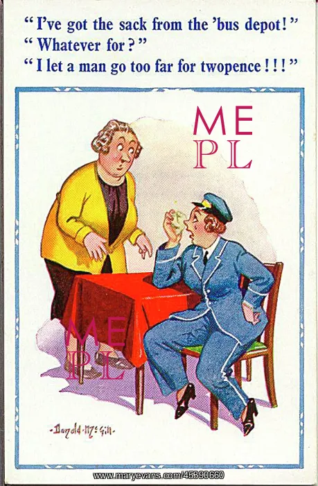 : Comic postcard, Two women chatting : Comic postcard, Two women chatting