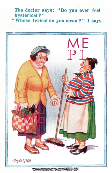 : Comic postcard, Two women in conversation : Comic postcard, Two women in conversation