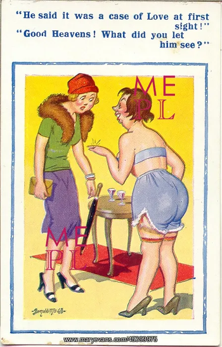 : Comic postcard, Two women discuss encounter : Comic postcard, Two women discuss encounter