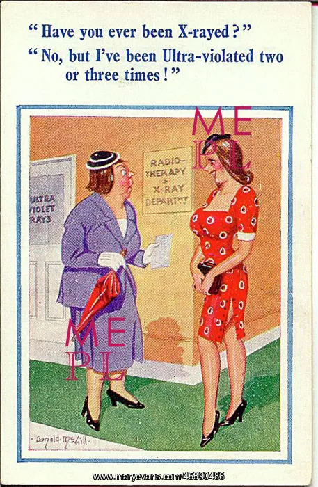 : Comic postcard, Two women in hospital corridor : Comic postcard, Two women in hospital corridor