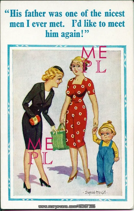 : Comic postcard, Two women and a little boy : Comic postcard, Two women and a little boy