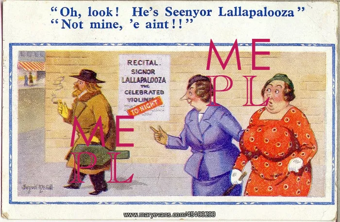 : Comic postcard, Women and musician : Comic postcard, Women and musician