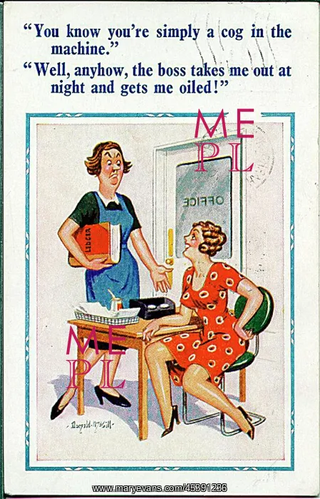 : Comic postcard, Two women in the office : Comic postcard, Two women in the office