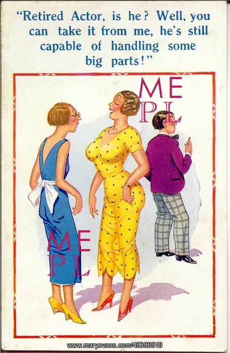 : Comic postcard, Two women and retired actor : Comic postcard, Two women and retired actor