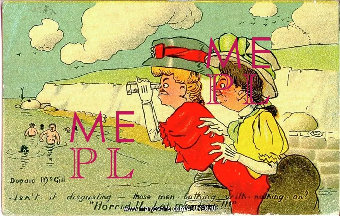 : Comic postcard, Two women at the seaside : Comic postcard, Two women at the seaside
