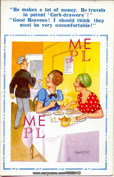 : Comic postcard, Two women in a teashop : Comic postcard, Two women in a teashop