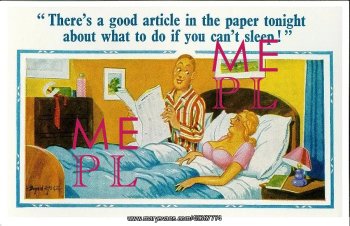 : Comic postcard, Young couple in bed : Comic postcard, Young couple in bed