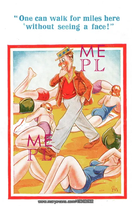 : Comic postcard, Young women on the beach : Comic postcard, Young women on the beach