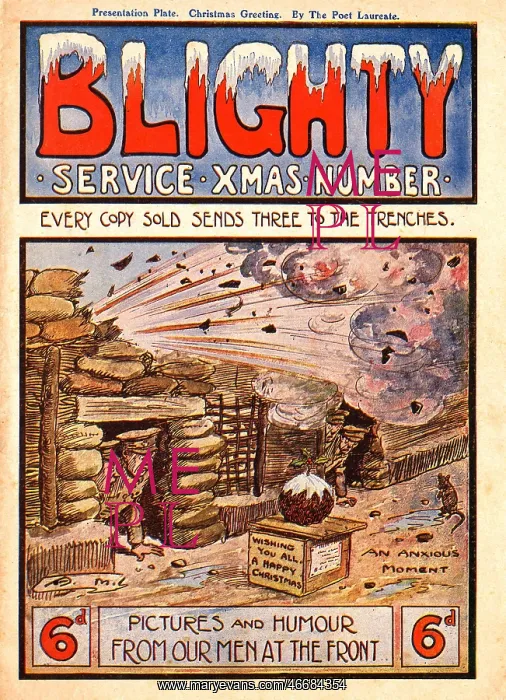 : Comic scene in the trenches, WW1 : Comic scene in the trenches, WW1