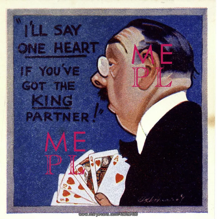  : Comic Score Card for Bridge Playing Card Game No. 7
