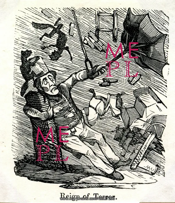 : Comic visual and verbal pun - Reign of Terror : Comic visual and verbal pun - Reign of Terror