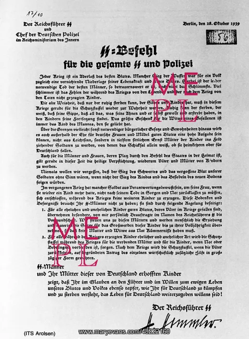 : Command of Heinrich Himmler to the SS after the outbreak : Command of Heinrich Himmler to the SS after the outbreak