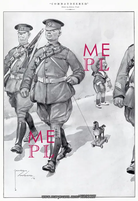 : Commandeered by Lawson Wood, WW1 cartoon : Commandeered by Lawson Wood, WW1 cartoon