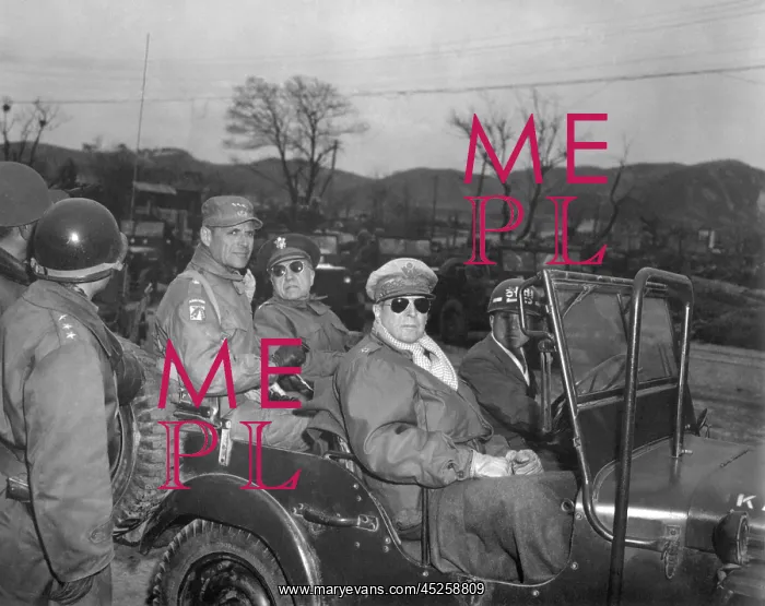 : Commanders of U.N. Forces in Korea, in a jeep : Commanders of U.N. Forces in Korea, in a jeep