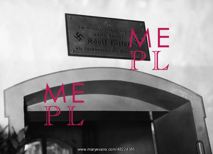 : Commemorative plaque for Adolf Hitler in the sanitarium : Commemorative plaque for Adolf Hitler in the sanitarium