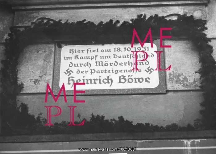 : Commemorative plaque for a killed National Socialist, 1934 : Commemorative plaque for a killed National Socialist, 1934