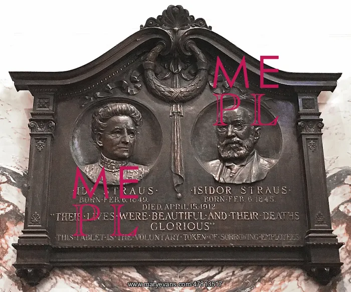 : Commemorative Plaque in Macy's - Isidor and Ida Straus : Commemorative Plaque in Macy's - Isidor and Ida Straus