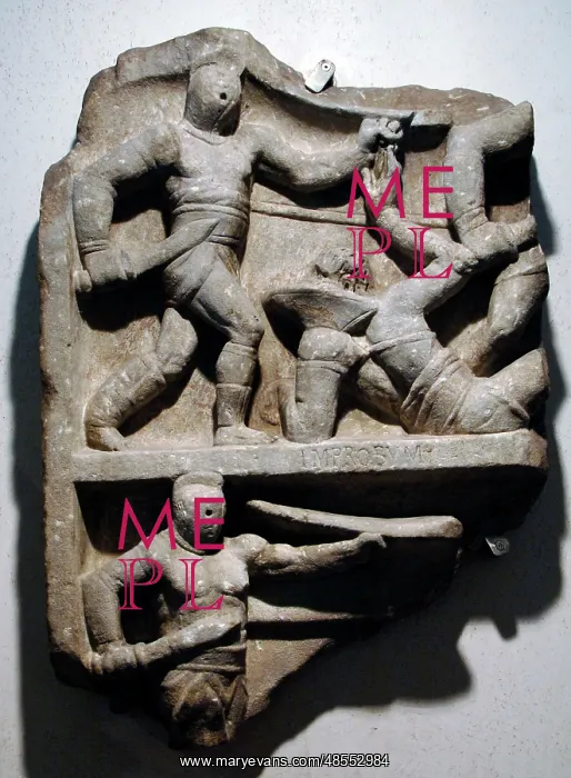 : Commemorative relief of an unknown gladiator's ventures, por : Commemorative relief of an unknown gladiator's ventures, por